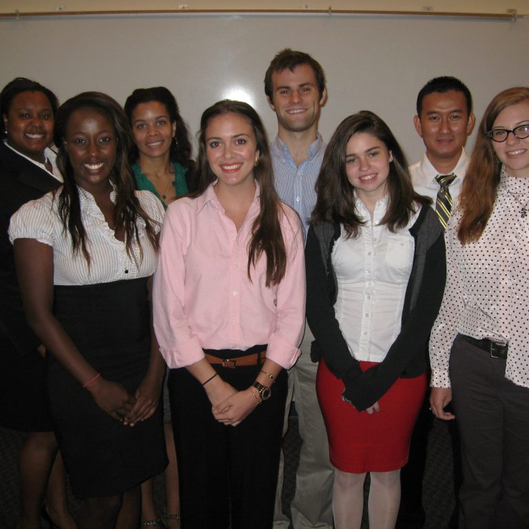 C-MEDS undergraduate interns presented their work at the 2012 Summer Research Academy Symposium. From left to right, front row: Julie Kaiga, Elise Mills, Sinead Holleran, Melanie Sebastian; back row: Ta’Ryan Lloyd, Aurielle Modster, Brian Broom-Peltz, Steven Nguyen. Not pictured: Tyler Nesmith, Nicholas Altieri, and Rebecca Tamayo. Photo Credit: David Maag, Tulane