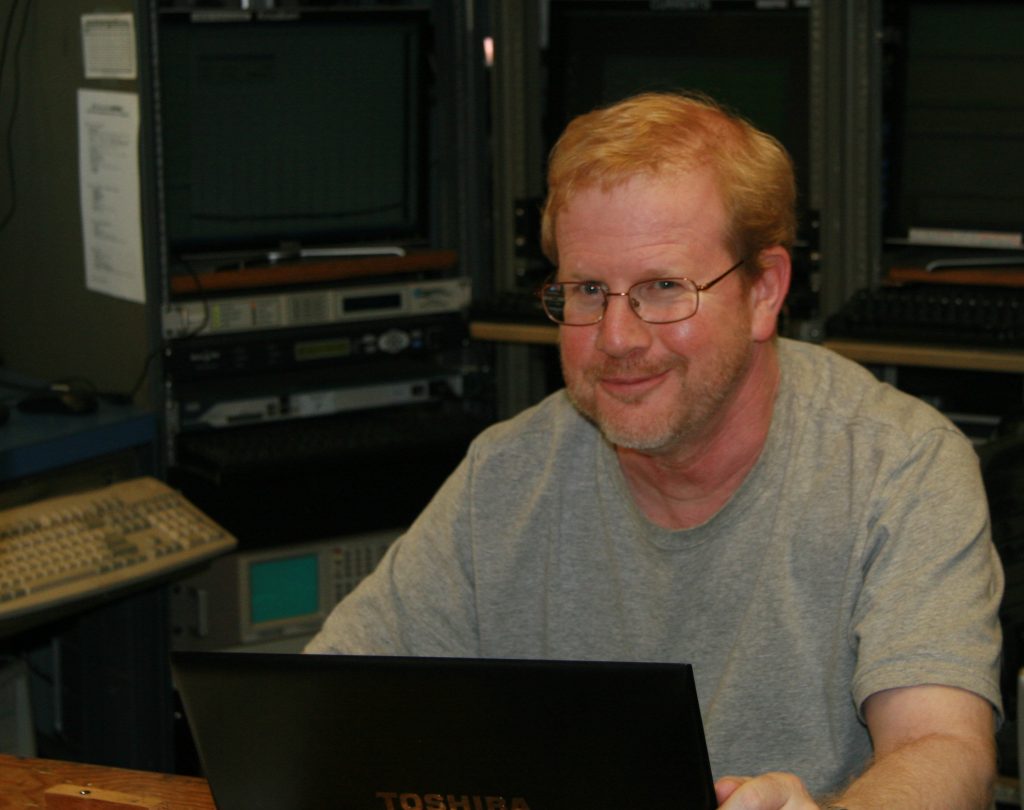 Journalist Josh Fischman at his work station on board the RV Endeavor where he prepared articles for on-line posts that described ECOGIG oil spill research. (Photo credit: Joseph Montoya)