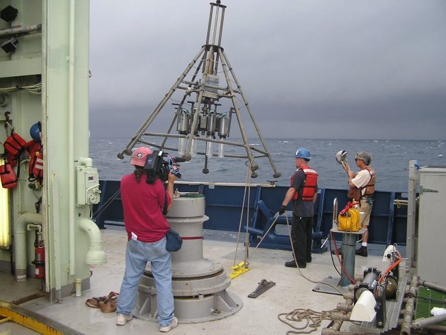OLYMPUS DIGITAL CAMERA Multicorer deployment in November 2010, near the Macondo wellhead, also on RV Atlantis.