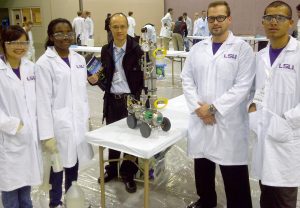 Dr. Francisco Hung is the faculty advisor for the LSU ChemE Car team shown here at the 2011 national competition. The team builds and controls a car powered by chemical reactions. From L-R: Khiet Mai, Adesua Eigbe, Francisco Hung, Robert Schoen and Roshan Pandey. (Photo provided by the LSU ChemE Car Team)