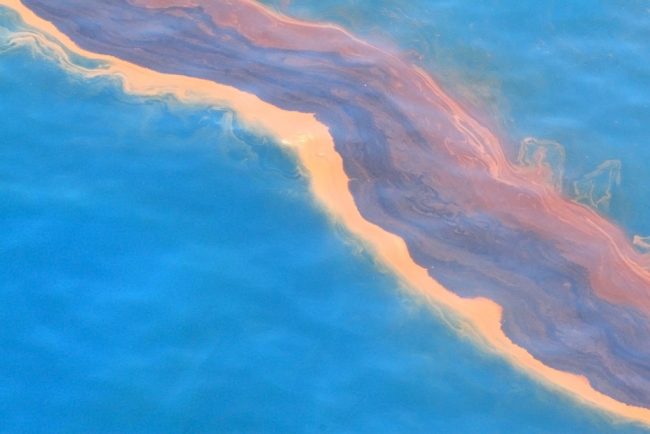 oilspillphoto-web Heavy band of oil seen during an overflight in the Gulf of Mexico on May 12,2010. (Credit: NOAA)