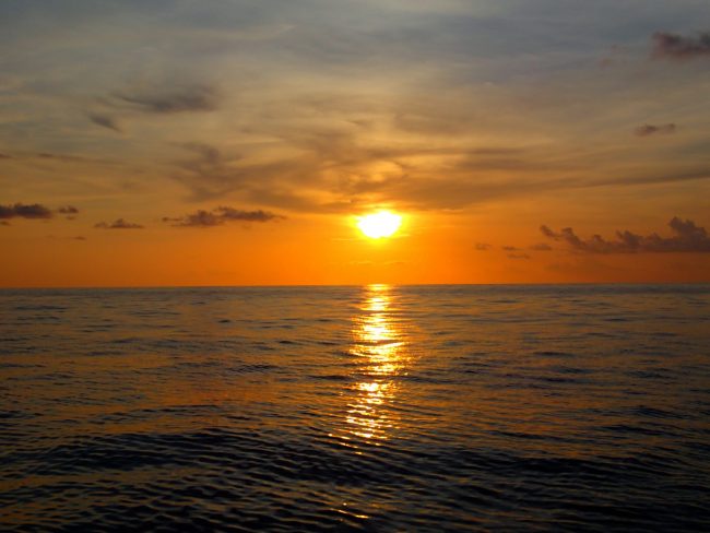 A Gulf of Mexico sunset as seen from the R/V Brooks McCall, summer 2012. (Photo by Laura Spencer, with Texas A&M University and the Gulf of Mexico Spill Integrated Response Consortium)