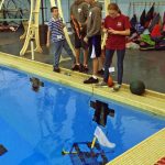 Sacred Heart Cathedral School prepares their ROV for competition. The team later received first place in the Scout Level of competition. (Photo credit: Tracy Ippolito)