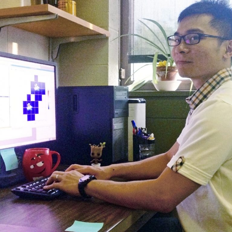 Bicheng at Pennsylvania State University works on the coding for simulations involving oil plumes. (Provided by Bicheng Chen)