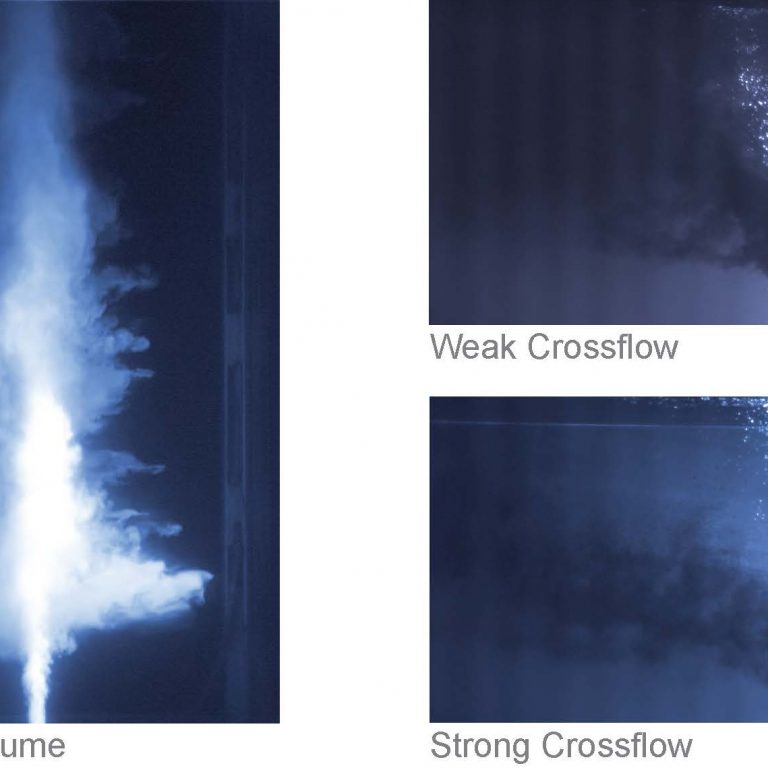 StratifiedPlumeExp Die visualizations of stratified bubble plume flows. (Image provided by Scott Socolofsky