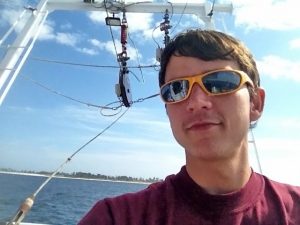 One of the things Jarrett most enjoyed about his biology and geology work is time at sea. (Photo provided by Jarrett Cruz)
