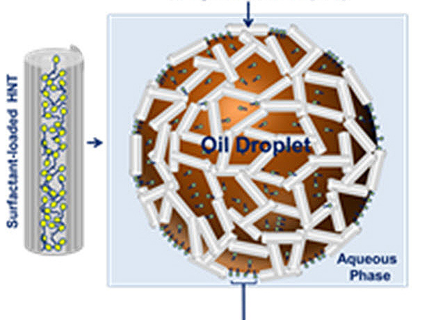 Nanotubes-featured2 This formation stabilizes the droplet and helps prevent coalescence. Microscopic imaging (on bottom) offers a more-detailed look at the nanotubes’ structure. (Images by Olasehinde Owoseni)