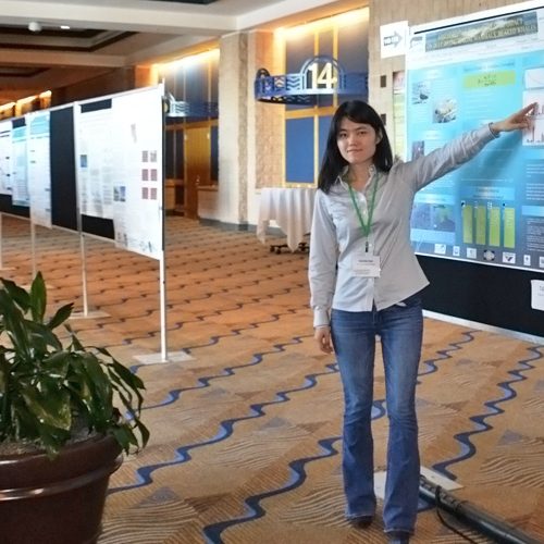Tingting Tang presents her research on whale population recovery at the 2016 Gulf of Mexico Oil Spill & Ecosystem conference in Tampa. (Photo provided by Tang)