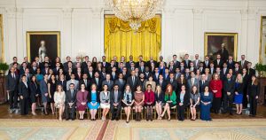 President Barack Obama joins the PECASE recipients for a group photo (Dr. Ardekani on the far left, 2nd row from back) in the East Room of the White House, May 5, 2016. (Official White House Photo by Lawrence Jackson)