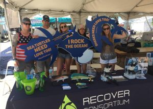 The RECOVER team is ready to have a good time sharing their science about mahi-mahi and red fish at the Rock the Ocean’s Tortuga Music Festival on Ft Lauderdale Beach, FL. The three-day music festival designates an area dubbed “Conservation Village” for attendees to learn about important marine issues and how they can help. Photo by RECOVER.