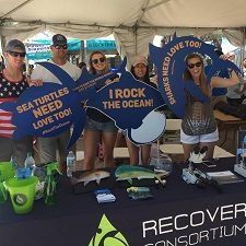 The RECOVER team is ready to have a good time sharing their science about mahi-mahi and red fish at the Rock the Ocean’s Tortuga Music Festival on Ft Lauderdale Beach, FL. The three-day music festival designates an area dubbed “Conservation Village” for attendees to learn about important marine issues and how they can help. Photo by RECOVER.