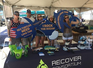 unnamed (4)_slider The RECOVER team is ready to have a good time sharing their science about mahi-mahi and red fish at the Rock the Ocean’s Tortuga Music Festival on Ft Lauderdale Beach, FL. The three-day music festival designates an area dubbed “Conservation Village” for attendees to learn about important marine issues and how they can help. Photo by RECOVER.