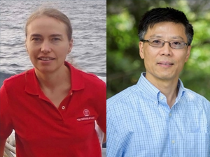 Professors Samantha Joye (L) and Wei-Jun Cai (R). Credit for Joye photo: University of Georgia. Credit for Cai photo: University of Delaware, Kathy Atkinson.