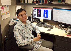 Xinzhi analyses data from his plume experiments in his office at Johns Hopkins University. (Provided by Xinzhi Xue)