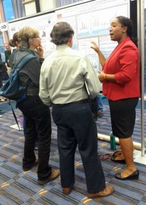 Nikaela presenting ACER-related research at the 2016 Gulf of Mexico Oil Spill and Ecosystem Science Conference in Tampa, FL. (Provided by NIkaela Flournoy)