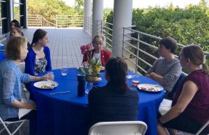 Graduate students take in every word from Rita Colwell (center) after the career and leadership lectures. Photo by Laura Bracken, CARTHE Program & Outreach Manager.