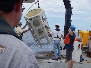 DSCN0469_slider Researchers deploy sediment trap instruments in the Gulf of Mexico. Picture provided by Uta Passow.