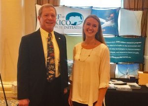 Meredith Evans Seeley accepts the James D. Watkins Award for research excellence at the 2015 Gulf of Mexico Oil Spill and Ecosystem Science conference. (Provided by Meredith Evans Seeley)