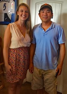 Meredith Evans Seeley and her advisor Zhanfei Liu at her master’s defense reception. (Provided by Meredith Evans Seeley)
