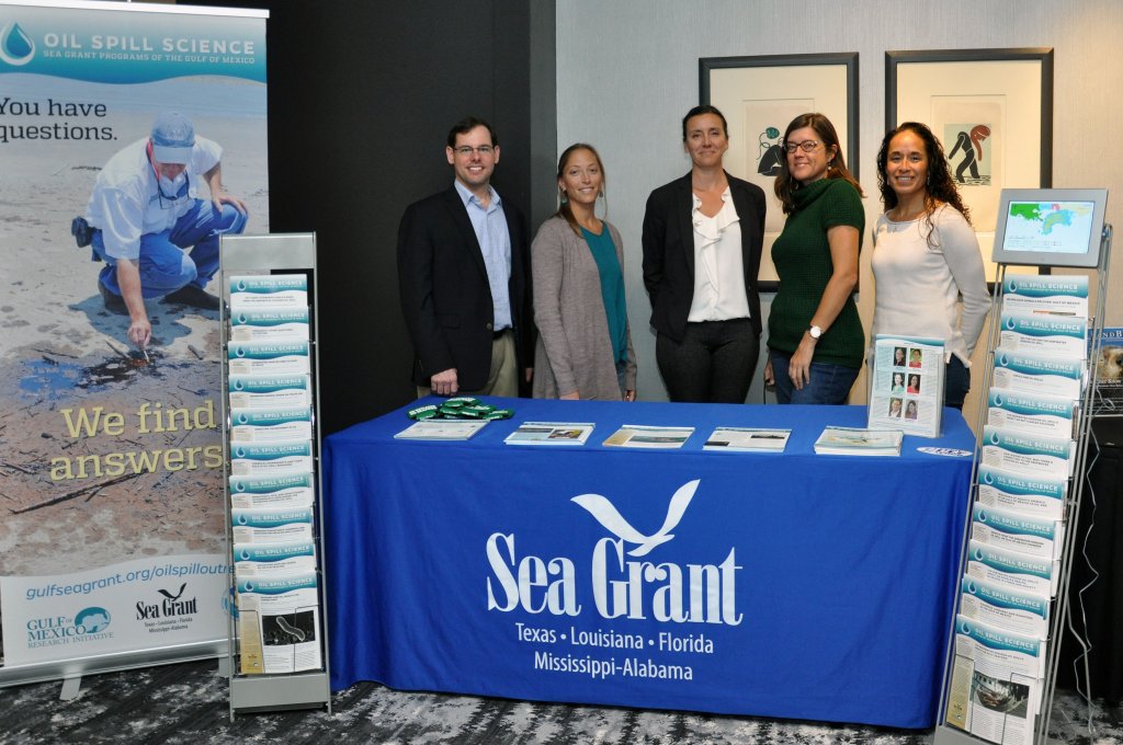 Current members of the Sea Grant oil spill science outreach program (L-R) Steve Sempier, Chris Hale, Missy Partyka, Tara Skelton, and Monica Wilson. Not pictured, Emily Maung-Douglass. Photo provided by Tara Skelton.