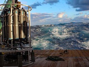 Luna Hiron sampled the Gulf of Mexico water-column using a CTD (conductivity, temperature, depth) rosette on the R/V Walton Smith. (Provided by Luna Hiron)