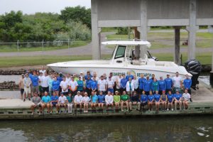 The dolphin assessment team at Barataria Bay, Louisiana Summer 2018 (courtesy of CARMMHA).