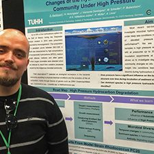 Scholar_Hackbusch_1_slider Steffen Hackbusch presents a poster at the 2016 Gulf of Mexico Oil Spill and Ecosystem Science conference. (Provided by Nuttapol Noirungsee)