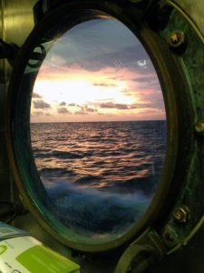 The Gulf of Mexico as seen from inside the vessel Endeavor during a research cruise. Photo by Kelsey Rogers, 2013