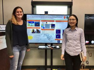 University of Miami Ph.D. students Chao Ji and Mary Jacketti present their research at the University of Miami College of Engineering (UMCoE) Research Day. (Provided by Chao Ji)