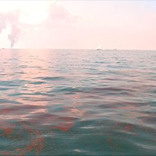 Smoke_Sunrise_David-Nadeau-coloradjusted (1)_slider This image provided by Dr. Samantha Joye is from a Gulf of Mexico research cruise in the spring/summer of 2010. Joye describes it as “sunrise over a disaster scene,” the juxtaposition of nature’s beauty over waters where heavy fumes rose from oil slicks during the Deepwater Horizon incident.