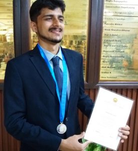 Purdue University Ph.D. student Rajat Dandekar receives an award for Best Undergraduate Student from the Department of Engineering Design at the Indian Institute of Technology Madras in 2018. (Provided by Rajat Dandekar)