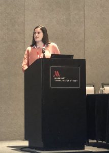 University of Miami Ph.D. student Mary Jacketti presents her research at the 2020 Gulf of Mexico Oil Spill and Ecosystem Research Conference. (Provided by Mary Jacketti)