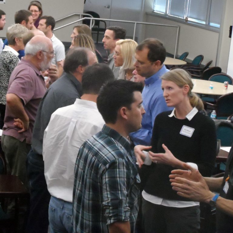 Workshop participants practice their 60-second messages. Photo Credit: Maggie Dannreuther. Workshop participants practice their 60-second messages. Photo Credit: Maggie Dannreuther.