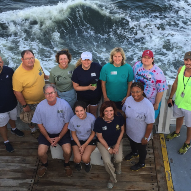 AUV 1 AUV Jubilee teachers aboard the R/V Point Sur. From left: John Dupuis, David Wehunt, Noel Lamey, Jessie Kastler, Kristen Smith, Sandy Salvage, Lisa Wu, Darlene Rutledge, Lesley Magee, Carolanne Grogan, Aaron Lamey. Provided by Jessie Kastler/CONCORDE.