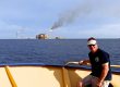 Dr. David Hollander aboard the R/V Justo Sierra sampling in 2015 near the site of the 1979 Ixtoc-1 oil well blowout in Campeche, Mexico. Image courtesy of the C-IMAGE consortium.